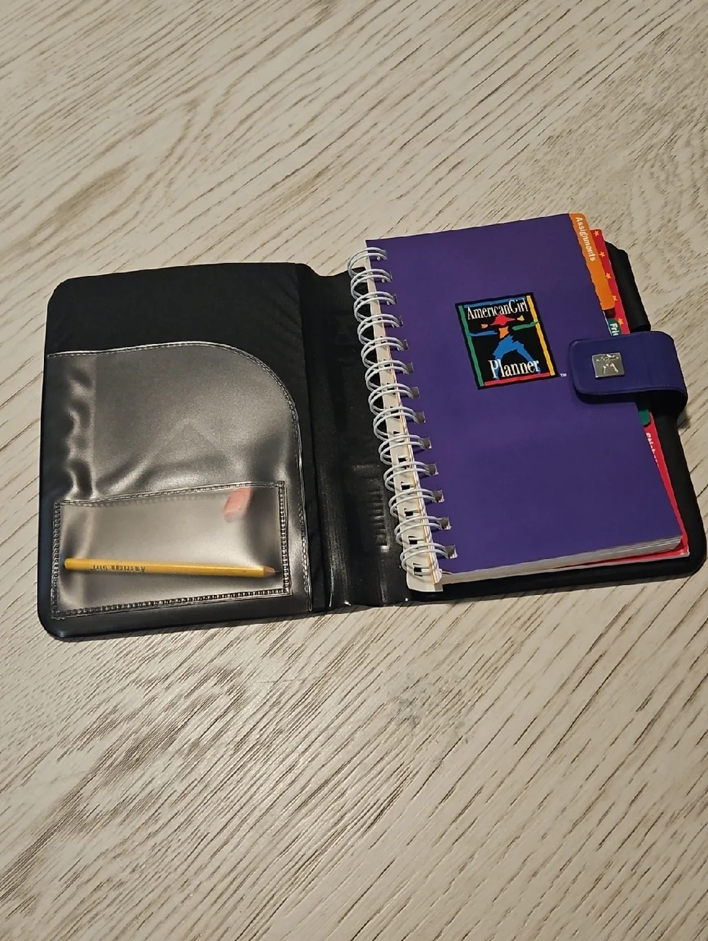American Girl Purple Spiral Planner with Black Folio Circa 1997